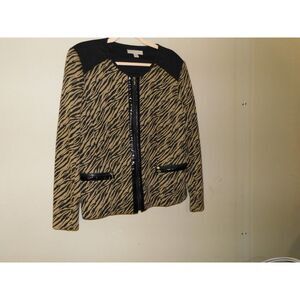 Laura Ashley zebra print zip blazer size XL